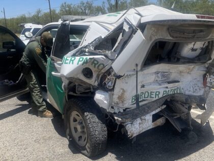 An allegedly distracted driver crashed into a Border Patrol vehicle parked at an interior immigration checkpoint. (Law Enforcement Source)