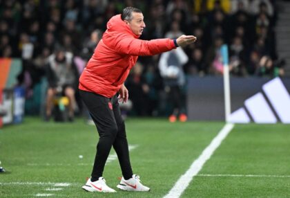 Vlatko Andonovski gives instructions in the last 16 game at the World Cup. His United States team went out on penalties to Sweden